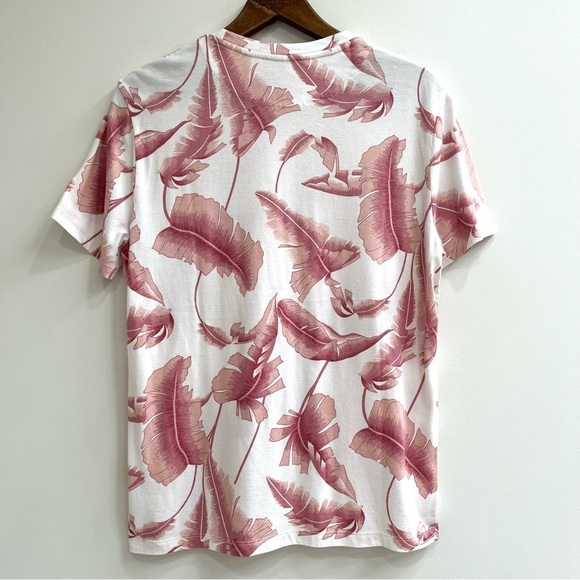Express Mens Crewneck tropical leaf short sleeve t-shirt cotton modal medium - Picture 2 of 6